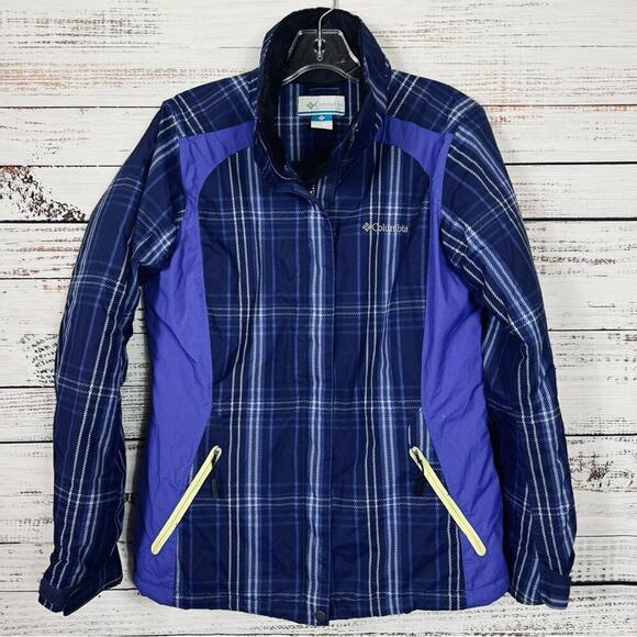 Columbia‎ purple full zip plaid snowy lake size medium winter snow jacket - Picture 1 of 8